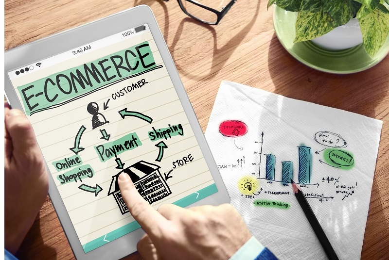 Digital Online Marketing E-Commerce Office Working Concept